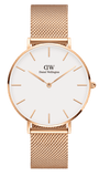 Buy Shop Daniel Wellington Petite Melrose White Dial Rose Gold Mesh Strap Watch For Women - DW00100305 USA Online