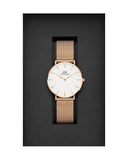 Daniel Wellington Petite Melrose White Dial Rose Gold Mesh Strap Watch For Women - DW00100305
