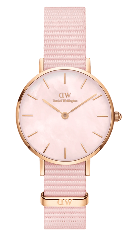 Daniel Wellington Petite Mother of Pearl Pink Dial Pink Nylon Strap Watch For Women - DW00100512