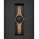 Buy Shop Daniel Wellington Petite Pressed Melrose Black Dial Rose Gold Mesh Strap Watch For Women - DW00100440 USA Online
