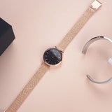 Buy Shop Daniel Wellington Petite Pressed Melrose Black Dial Rose Gold Mesh Strap Watch For Women - DW00100440 USA Online