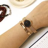 Buy Shop Daniel Wellington Petite Pressed Melrose Black Dial Rose Gold Mesh Strap Watch For Women - DW00100440 USA Online