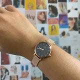 Buy Shop Daniel Wellington Petite Pressed Melrose Black Dial Rose Gold Mesh Strap Watch For Women - DW00100440 USA Online