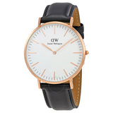 Buy Shop Daniel Wellington Petite Reading White Dial Black Leather Strap Watch For Women - DW00100173 USA Online