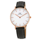 Buy Shop Daniel Wellington Petite Reading White Dial Black Leather Strap Watch For Women - DW00100173 USA Online