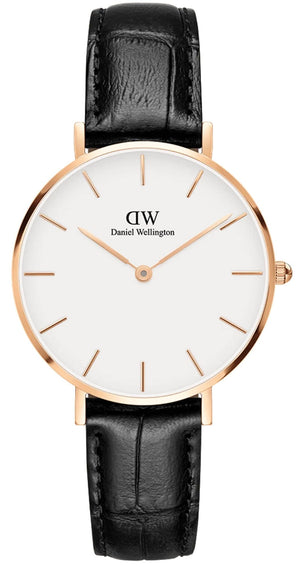 Buy Shop Daniel Wellington Petite Reading White Dial Black Leather Strap Watch For Women - DW00100173 USA Online