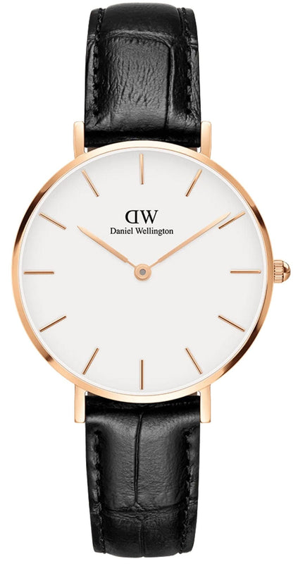 Buy Shop Daniel Wellington Petite Reading White Dial Black Leather Strap Watch For Women - DW00100173 USA Online