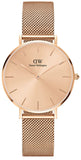 Buy Shop Daniel Wellington Petite Rose Gold Dial Rose Gold Mesh Bracelet Watch For Women - DW00100471 USA Online