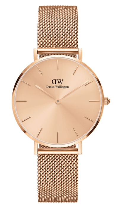 Buy Shop Daniel Wellington Petite Rose Gold Dial Rose Gold Mesh Strap Watch For Women - DW00100472 USA Online