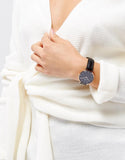 Buy Shop Daniel Wellington Petite Sheffield Black Dial Black Leather Strap Watch For Women - DW00100168 USA Online