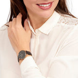 Buy Shop Daniel Wellington Petite Sheffield Black Dial Black Leather Strap Watch For Women - DW00100168 USA Online