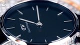 Buy Shop Daniel Wellington Petite Sheffield Black Dial Black Leather Strap Watch For Women - DW00100180 USA Online