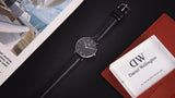Buy Shop Daniel Wellington Petite Sheffield Black Dial Black Leather Strap Watch For Women - DW00100180 USA Online