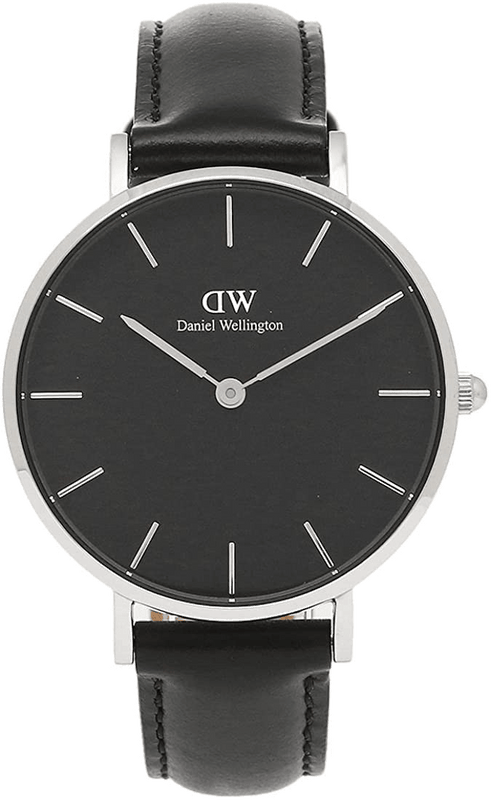Buy Shop Daniel Wellington Petite Sheffield Black Dial Black Leather Strap Watch For Women - DW00100180 USA Online