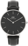 Buy Shop Daniel Wellington Petite Sheffield Black Dial Black Leather Strap Watch For Women - DW00100180 USA Online