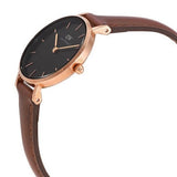 Buy Shop Daniel Wellington Classic Petite St Mawes Black Dial Brown Leather Strap Watch For Women - DW00100225 USA Online