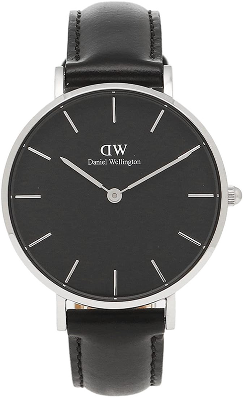 Buy Shop Daniel Wellington Petite Sheffield Black Dial Black Leather Strap Watch For Women - DW00100180 USA Online