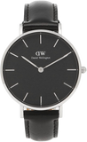 Buy Shop Daniel Wellington Petite Sheffield Black Dial Black Leather Strap Watch For Women - DW00100180 USA Online