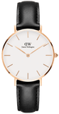 Buy Shop Daniel Wellington Petite Sheffield White Dial Black Leather Strap Watch For Women - DW00100174 USA Online