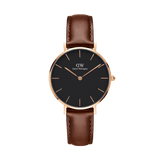 Buy Shop Daniel Wellington Petite St Mawes Black Dial Brown Leather Strap Watch For Women - DW00100169 USA Online