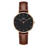 Buy Shop Daniel Wellington Petite St Mawes Black Dial Brown Leather Strap Watch For Women - DW00100169 USA Online