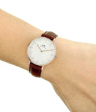 Buy Shop Daniel Wellington Petite St Mawes White Dial Brown Leather Strap Watch For Women - DW00100175 USA Online