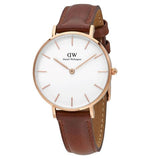 Buy Shop Daniel Wellington Petite St Mawes White Dial Brown Leather Strap Watch For Women - DW00100175 USA Online