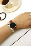 Buy Shop Daniel Wellington Petite Sterling Black Dial Brown Leather Strap Watch For Women - DW00100178 USA Online