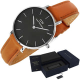 Buy Shop Daniel Wellington Petite Sterling Black Dial Brown Leather Strap Watch For Women - DW00100178 USA Online