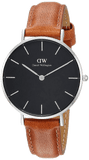 Buy Shop Daniel Wellington Petite Sterling Black Dial Brown Leather Strap Watch For Women - DW00100178 USA Online