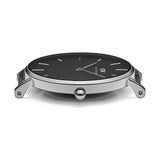 Buy Shop Daniel Wellington Petite Sterling Black Dial Silver Mesh Bracelet Watch For Women - DW00100218 USA Online
