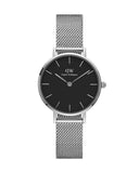 Buy Shop Daniel Wellington Petite Sterling Black Dial Silver Mesh Bracelet Watch For Women - DW00100218 USA Online