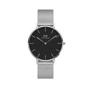 Buy Shop Daniel Wellington Petite Sterling Black Dial Silver Mesh Bracelet Watch For Women - DW00100304 USA Online