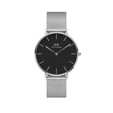 Buy Shop Daniel Wellington Petite Sterling Black Dial Silver Mesh Bracelet Watch For Women - DW00100304 USA Online