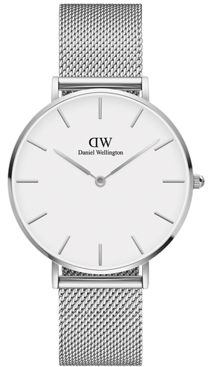 Buy Shop Daniel Wellington Petite Sterling Quartz White Dial Silver Mesh Bracelet Watch For Men - DW00100306 USA Online