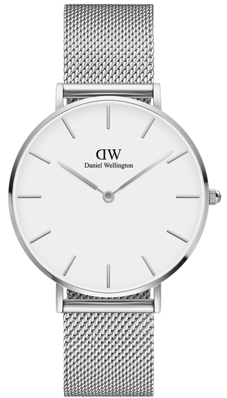 Buy Shop Daniel Wellington Petite Sterling Quartz White Dial Silver Mesh Bracelet Watch For Men - DW00100306 USA Online