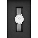 Buy Shop Daniel Wellington Petite Sterling White Dial Silver Mesh Bracelet Watch For Women - DW00100164 USA Online