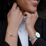 Buy Shop Daniel Wellington Petite Sterling White Dial Silver Mesh Bracelet Watch For Women - DW00100164 USA Online