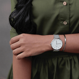 Buy Shop Daniel Wellington Petite Sterling White Dial Silver Mesh Bracelet Watch For Women - DW00100220 USA Online