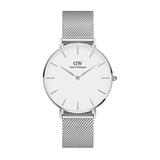 Buy Shop Daniel Wellington Petite Sterling White Dial Silver Mesh Bracelet Watch For Women - DW00100220 USA Online