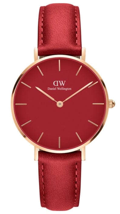 Buy Shop Daniel Wellington Petite Suffolk Red Dial Red Leather Strap Watch For Women - DW00100404 USA Online