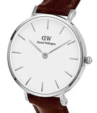Buy Shop Daniel Wellington Petite White Dial Brown Leather Strap Watch For Women - DW00100243 USA Online