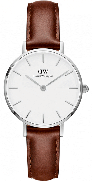 Buy Shop Daniel Wellington Petite White Dial Brown Leather Strap Watch For Women - DW00100243 USA Online