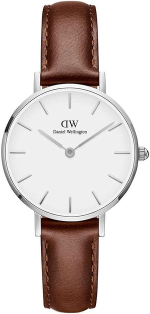 Buy Shop Daniel Wellington Petite White Dial Brown Leather Strap Watch For Women - DW00100243 USA Online