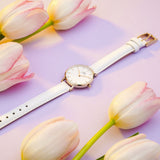 Buy Shop Daniel Wellington Petite White Dial White Leather Strap Watch For Women - DW00100249 USA Online