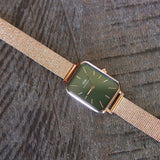 Buy Shop Daniel Wellington Pressed Melrose Emerald Green Rose Gold Mesh Strap Watch For Women - DW00100445 USA Online