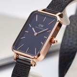 Buy Shop Daniel Wellington Quadro Ashfield Black Dial Black Mesh Strap Watch For Women - DW00100433 USA Online