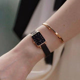 Buy Shop Daniel Wellington Quadro Ashfield Black Dial Black Mesh Strap Watch For Women - DW00100433 USA Online