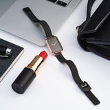 Buy Shop Daniel Wellington Quadro Ashfield Black Dial Black Mesh Strap Watch For Women - DW00100433 USA Online