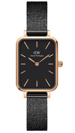 Buy Shop Daniel Wellington Quadro Ashfield Black Dial Black Mesh Strap Watch For Women - DW00100433 USA Online